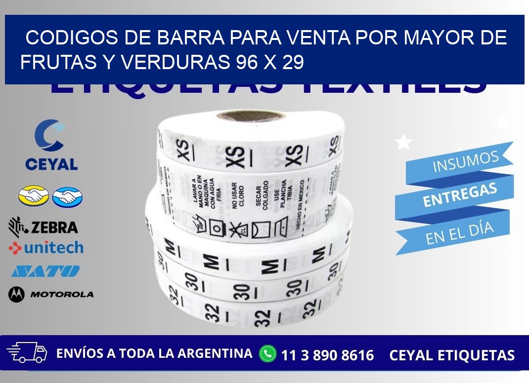 CODIGOS DE BARRA PARA VENTA POR MAYOR DE FRUTAS Y VERDURAS 96 x 29