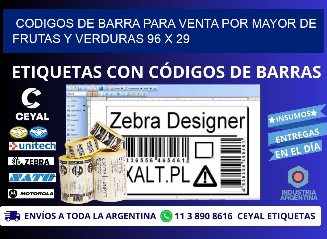 CODIGOS DE BARRA PARA VENTA POR MAYOR DE FRUTAS Y VERDURAS 96 x 29