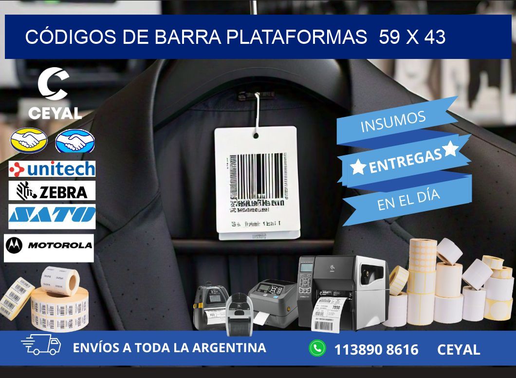 CÓDIGOS DE BARRA PLATAFORMAS  59 x 43