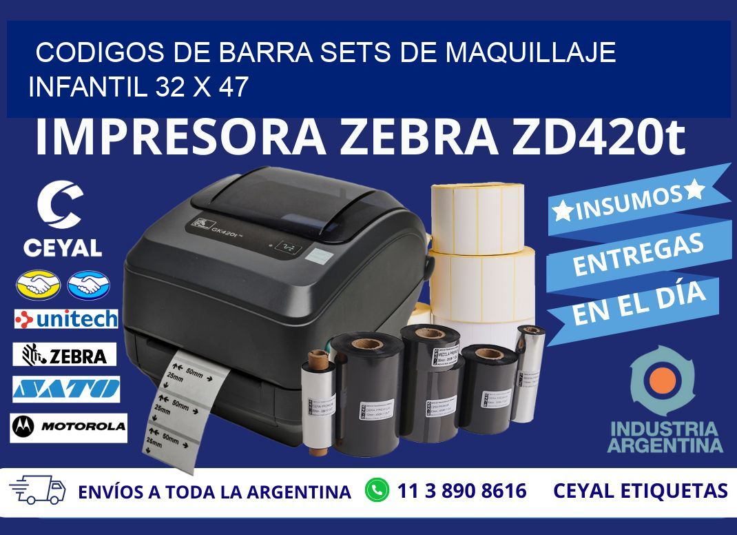 CODIGOS DE BARRA SETS DE MAQUILLAJE INFANTIL 32 x 47