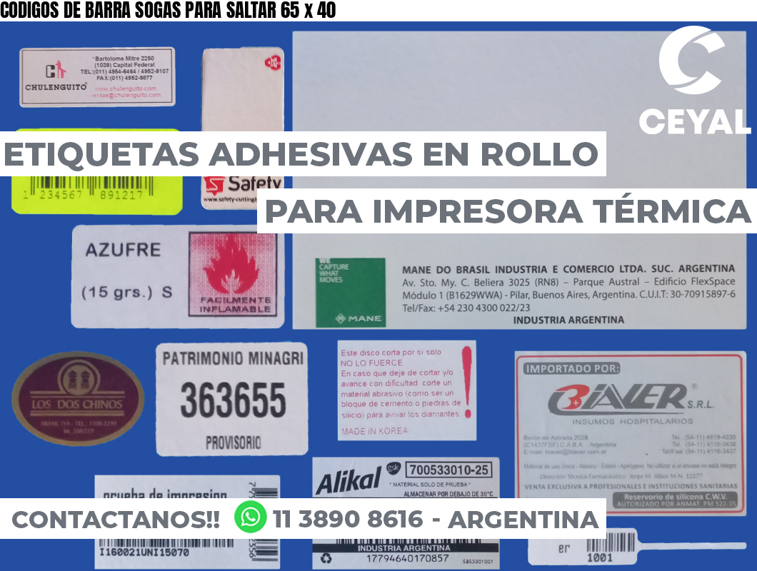 CODIGOS DE BARRA SOGAS PARA SALTAR 65 x 40