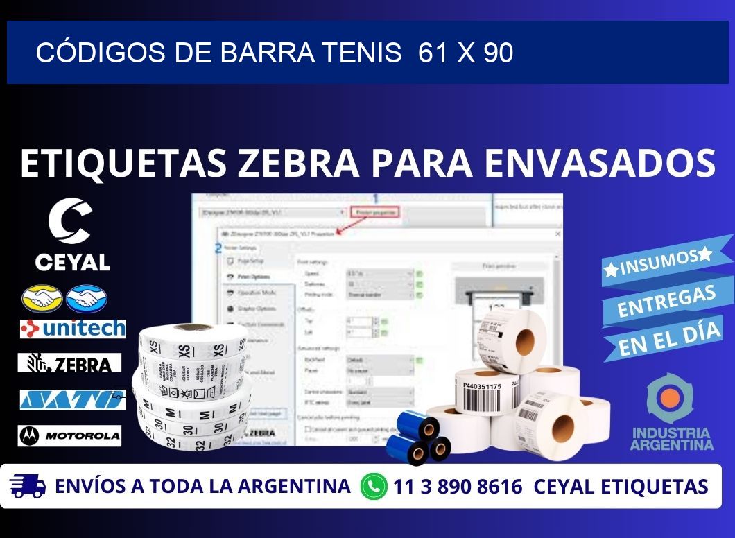 CÓDIGOS DE BARRA TENIS  61 x 90