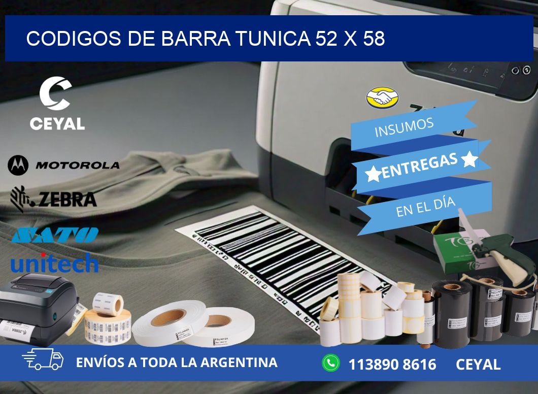 CODIGOS DE BARRA TUNICA 52 x 58