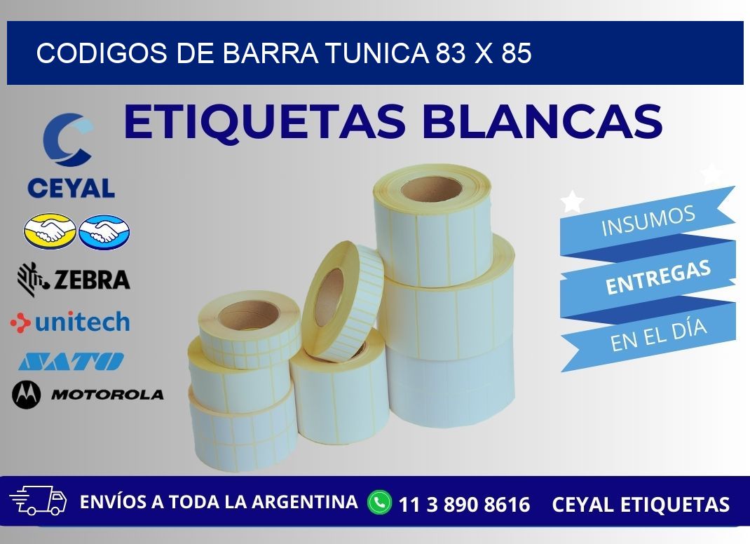 CODIGOS DE BARRA TUNICA 83 x 85