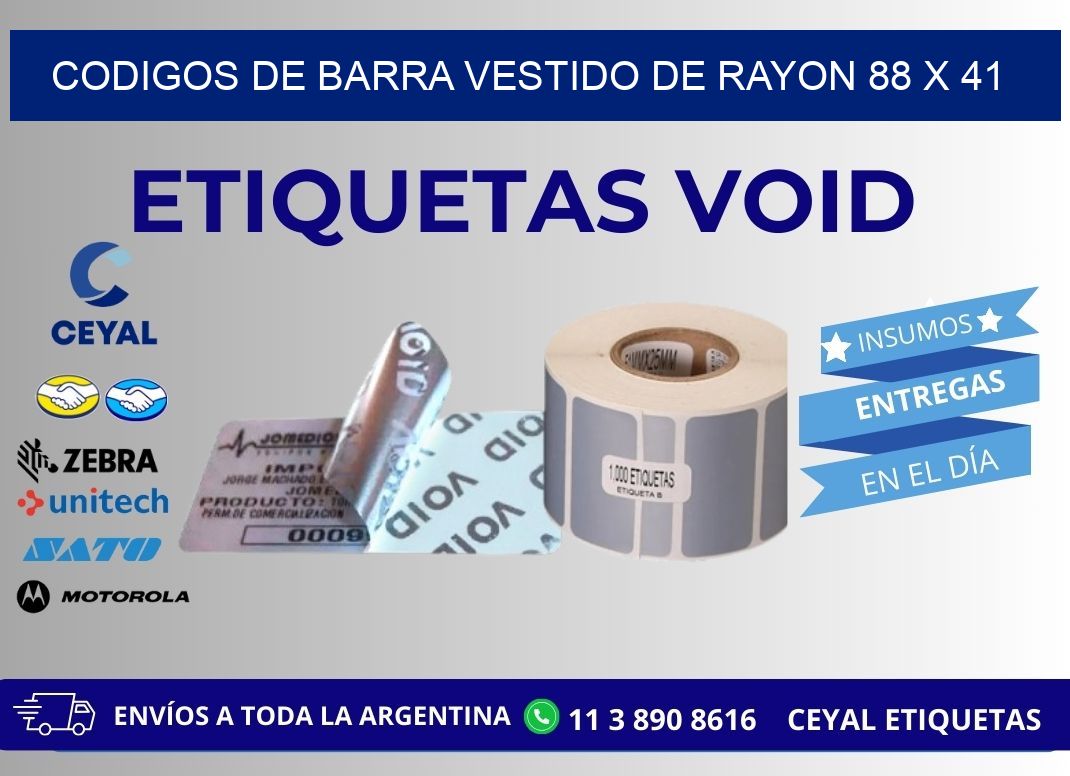 CODIGOS DE BARRA VESTIDO DE RAYON 88 x 41