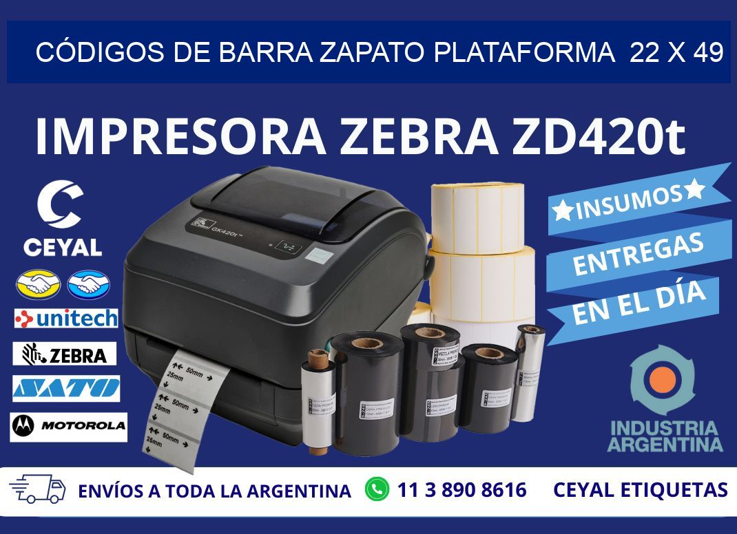 CÓDIGOS DE BARRA ZAPATO PLATAFORMA  22 x 49