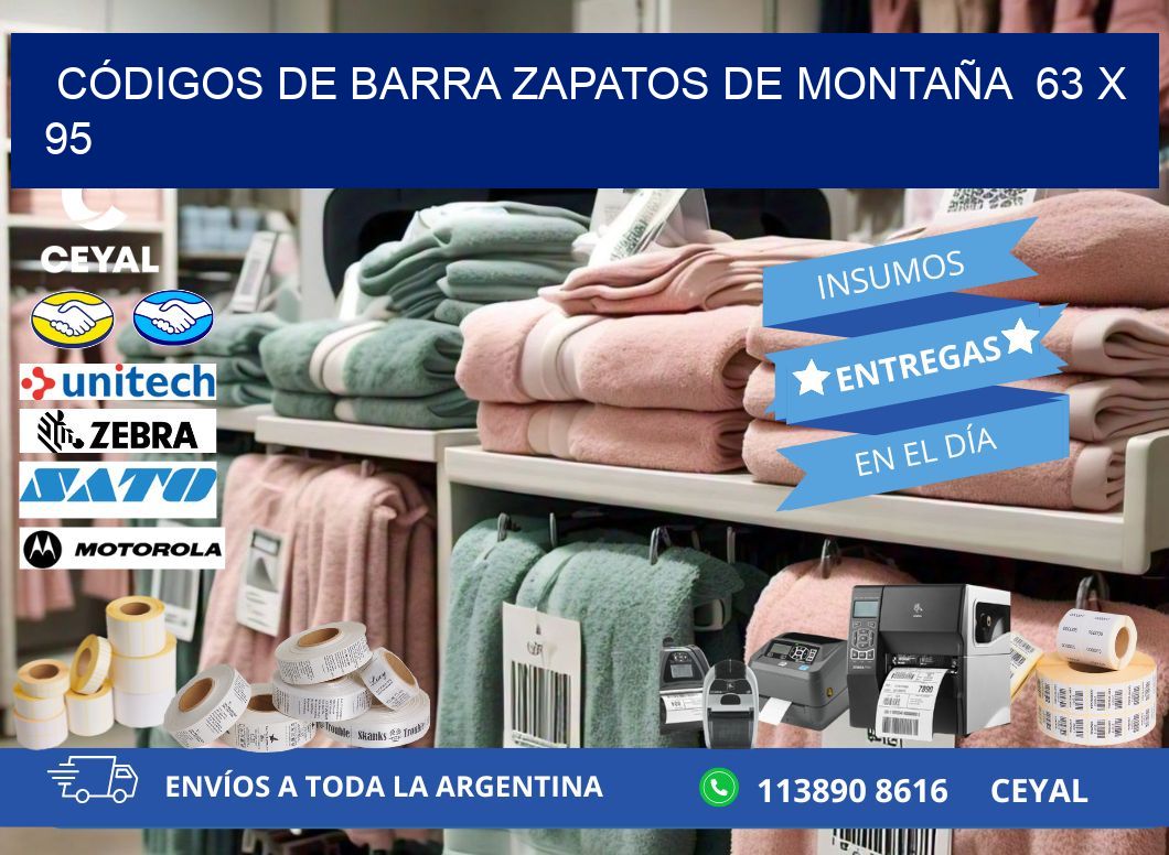 CÓDIGOS DE BARRA ZAPATOS DE MONTAÑA  63 x 95