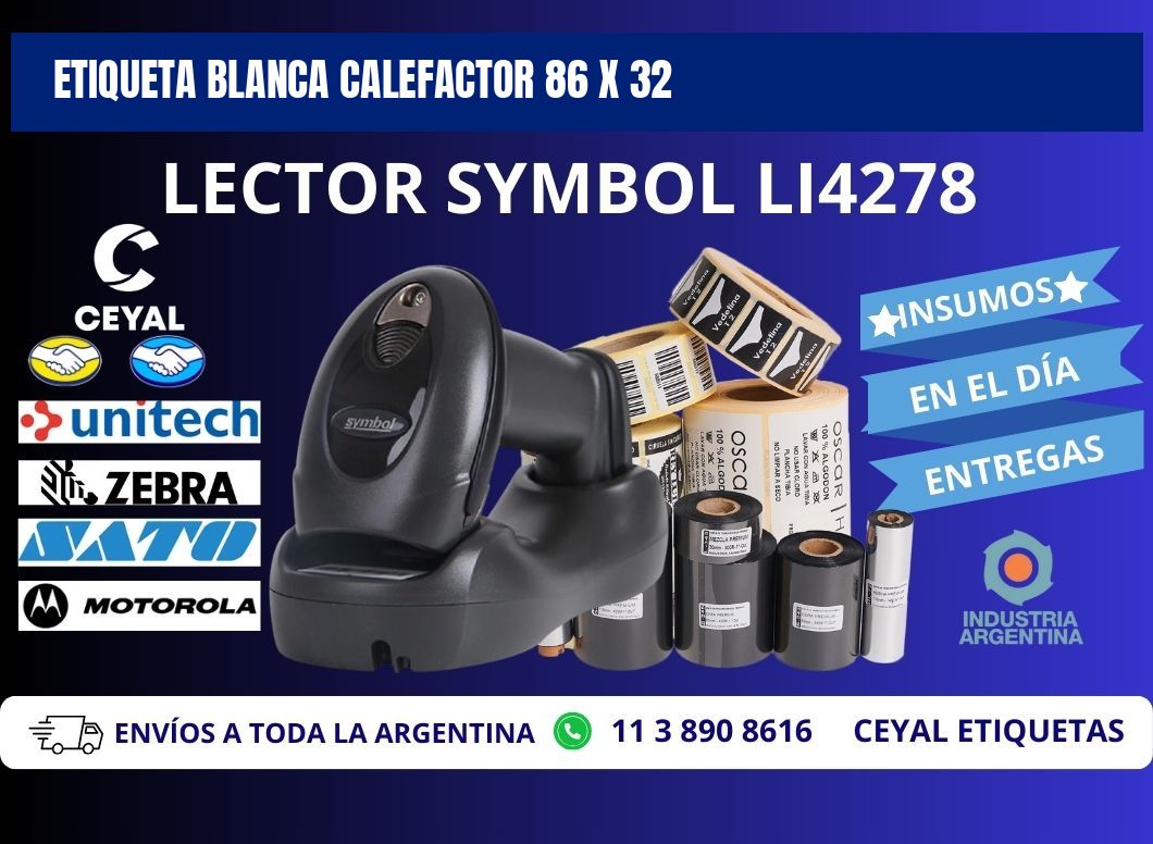 ETIQUETA BLANCA CALEFACTOR 86 x 32