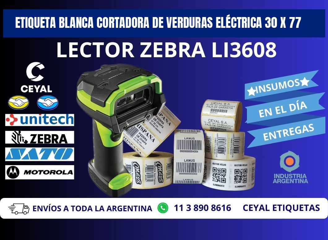 ETIQUETA BLANCA CORTADORA DE VERDURAS ELÉCTRICA 30 x 77