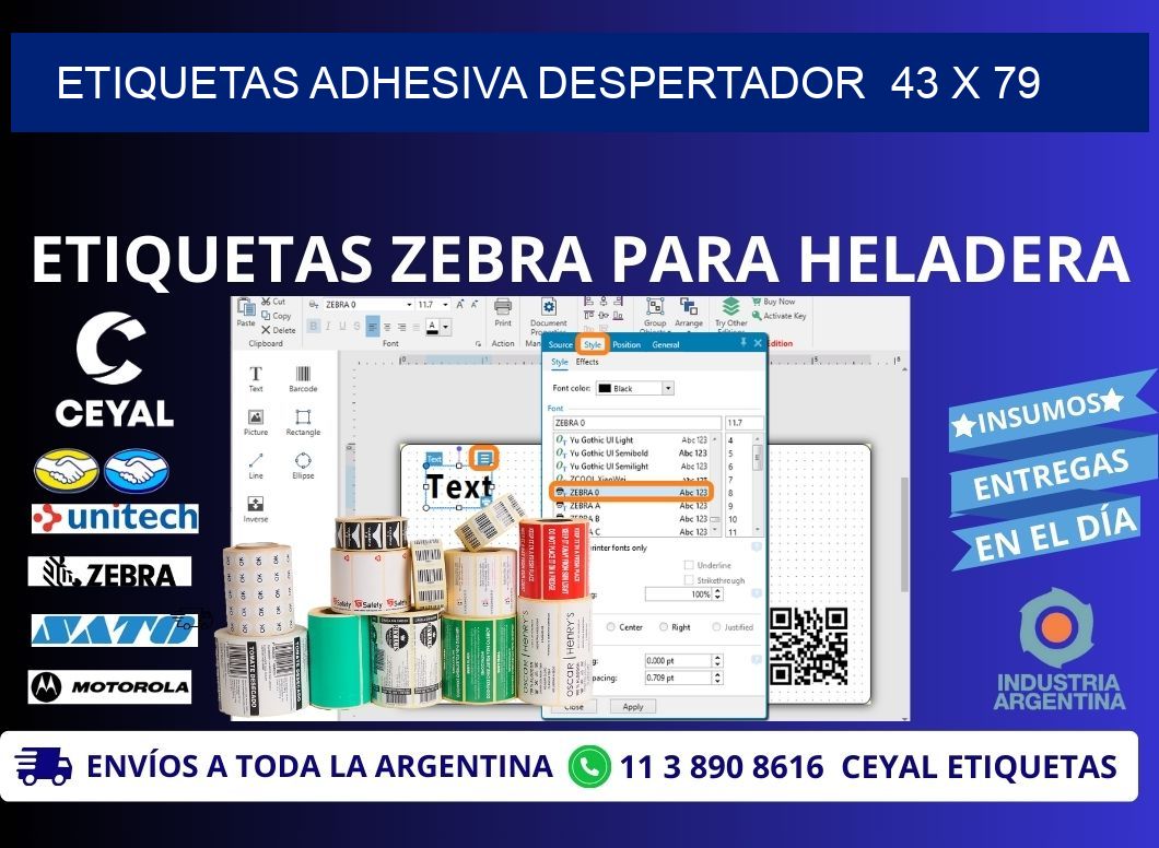 ETIQUETAS ADHESIVA DESPERTADOR  43 x 79
