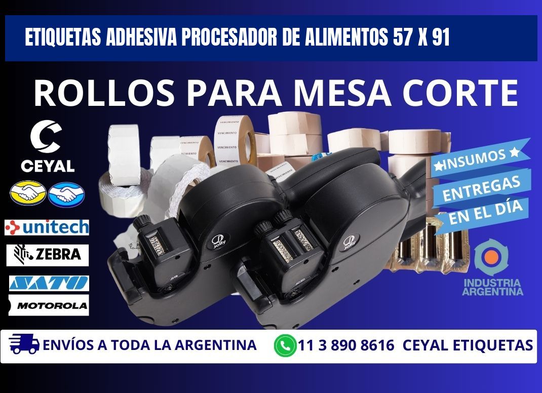 ETIQUETAS ADHESIVA PROCESADOR DE ALIMENTOS 57 x 91