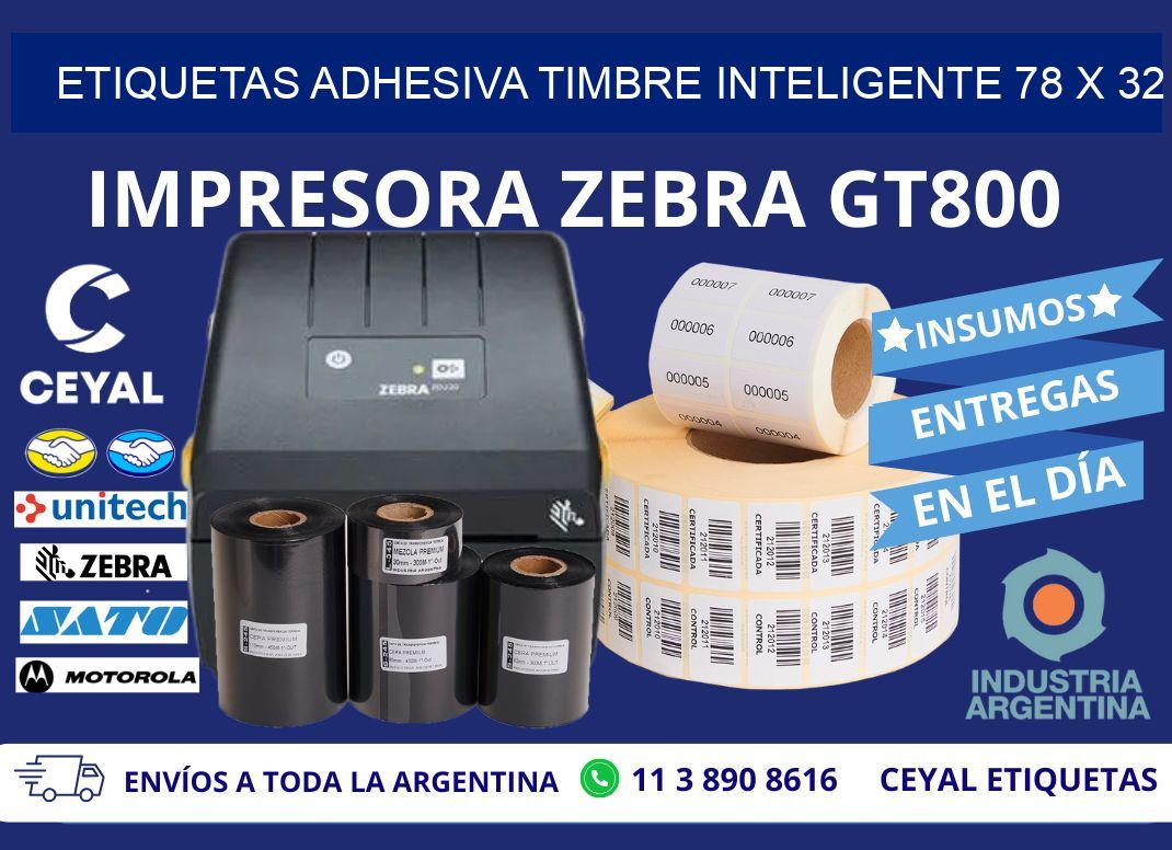 ETIQUETAS ADHESIVA TIMBRE INTELIGENTE 78 x 32