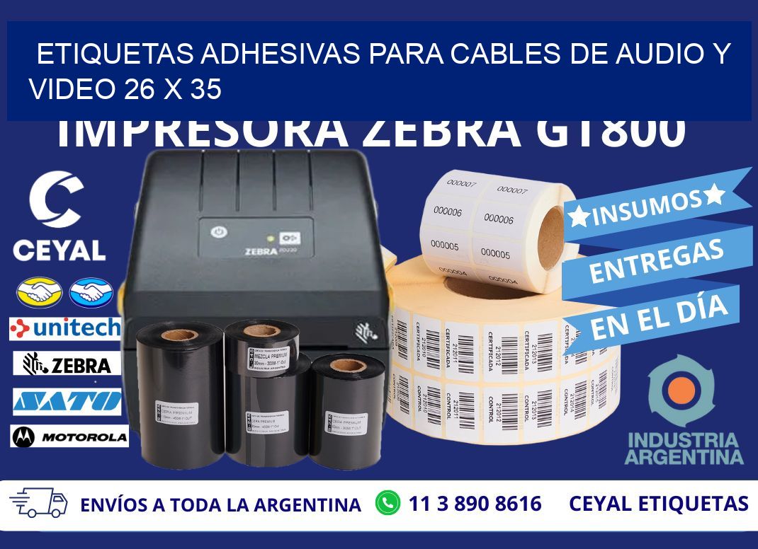 ETIQUETAS ADHESIVAS PARA CABLES DE AUDIO Y VIDEO 26 x 35