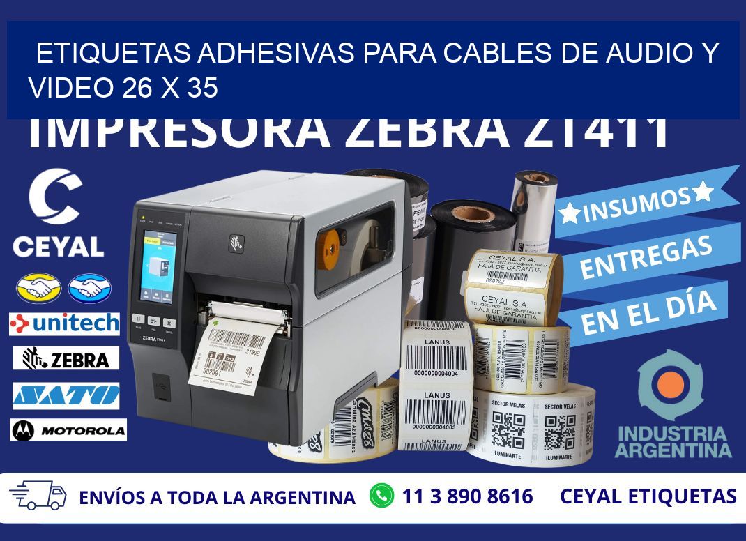 ETIQUETAS ADHESIVAS PARA CABLES DE AUDIO Y VIDEO 26 x 35
