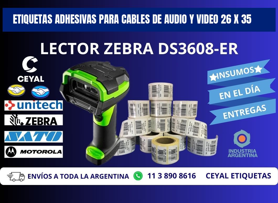 ETIQUETAS ADHESIVAS PARA CABLES DE AUDIO Y VIDEO 26 x 35