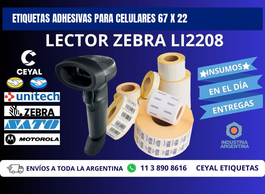 ETIQUETAS ADHESIVAS PARA CELULARES 67 x 22