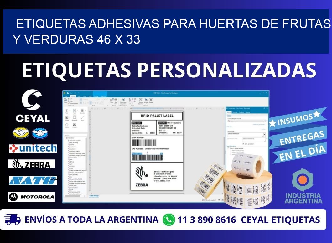 ETIQUETAS ADHESIVAS PARA HUERTAS DE FRUTAS Y VERDURAS 46 x 33