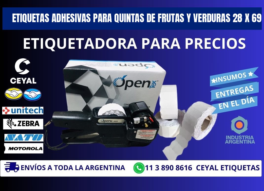 ETIQUETAS ADHESIVAS PARA QUINTAS DE FRUTAS Y VERDURAS 28 x 69
