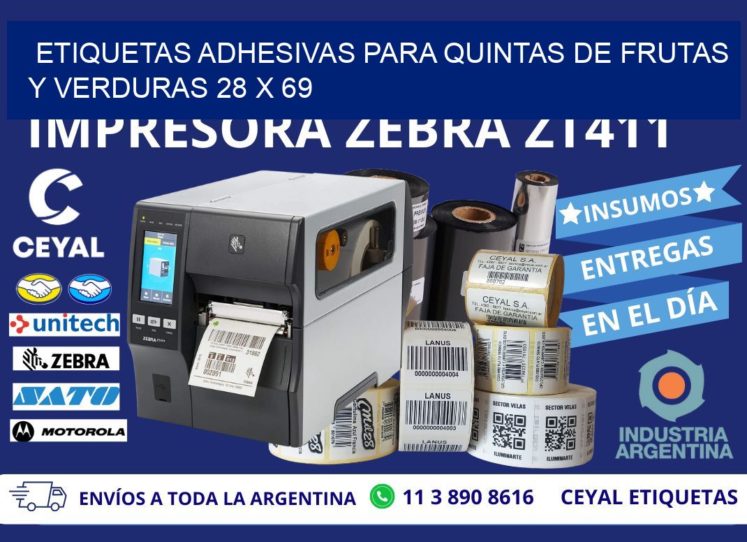 ETIQUETAS ADHESIVAS PARA QUINTAS DE FRUTAS Y VERDURAS 28 x 69