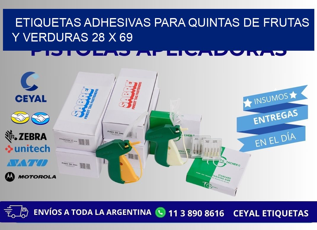ETIQUETAS ADHESIVAS PARA QUINTAS DE FRUTAS Y VERDURAS 28 x 69