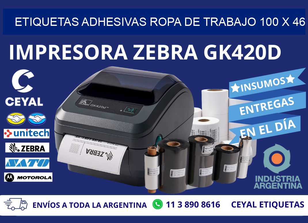 ETIQUETAS ADHESIVAS ROPA DE TRABAJO 100 x 46