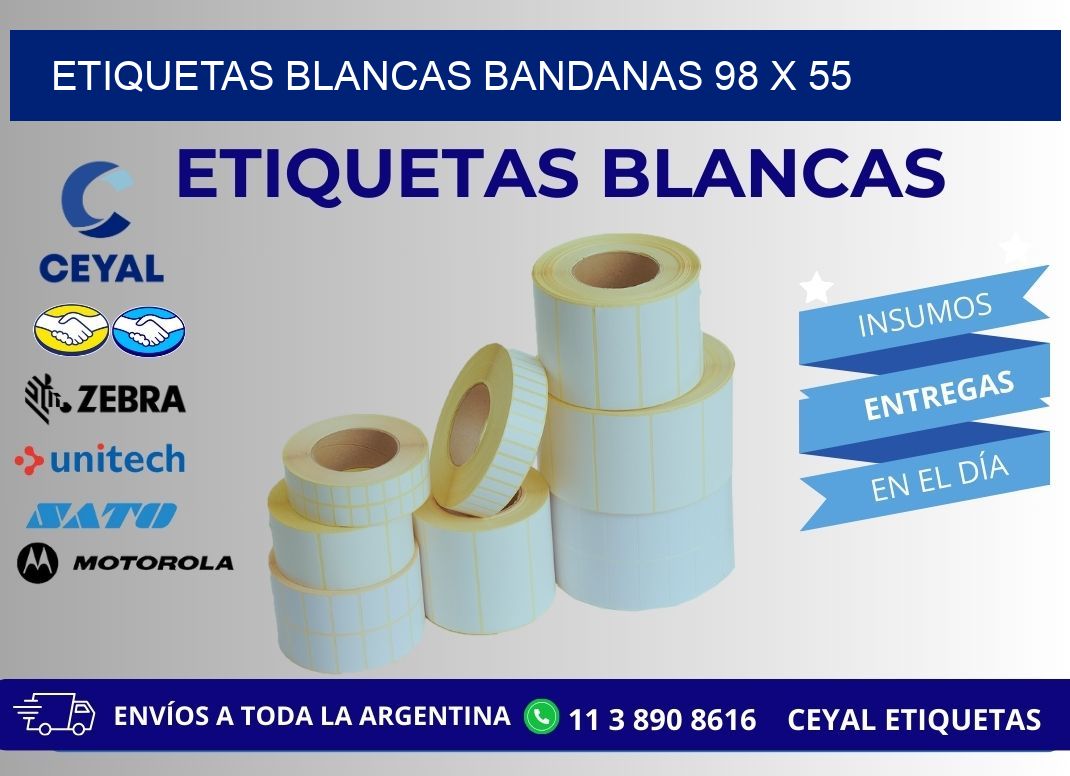 ETIQUETAS BLANCAS BANDANAS 98 x 55