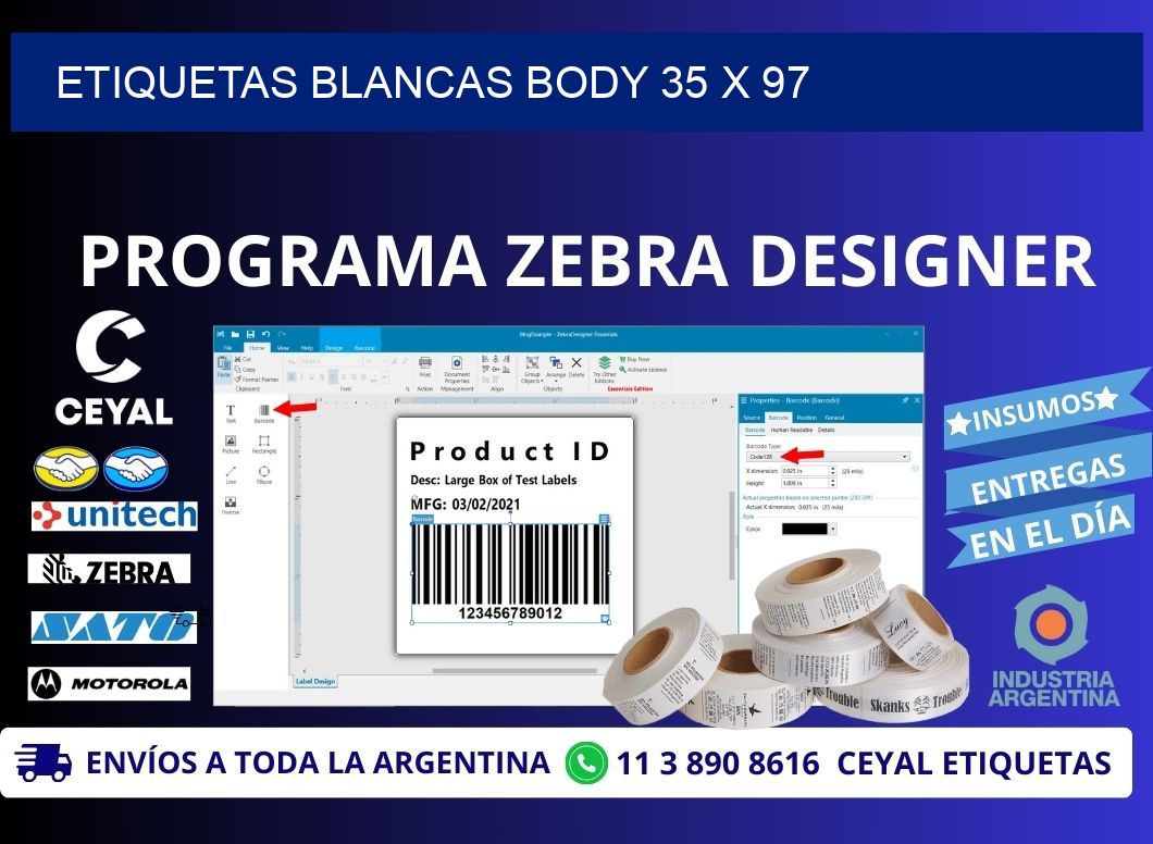 ETIQUETAS BLANCAS BODY 35 x 97