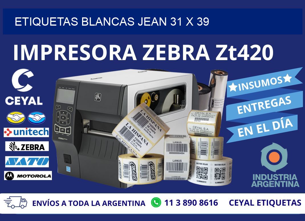 ETIQUETAS BLANCAS JEAN 31 x 39