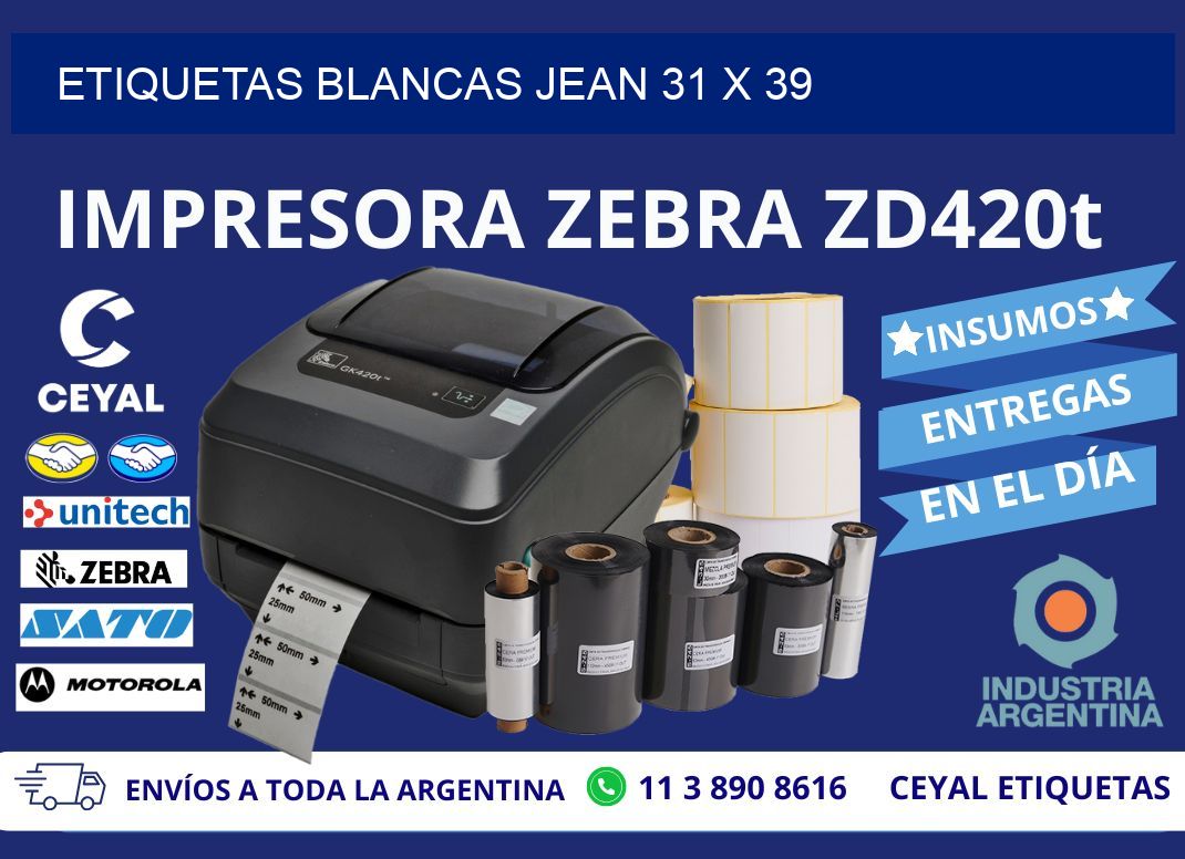 ETIQUETAS BLANCAS JEAN 31 x 39