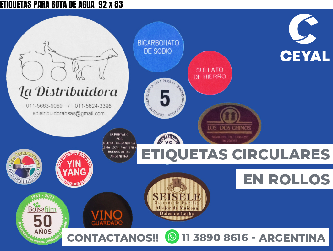 ETIQUETAS PARA BOTA DE AGUA  92 x 83