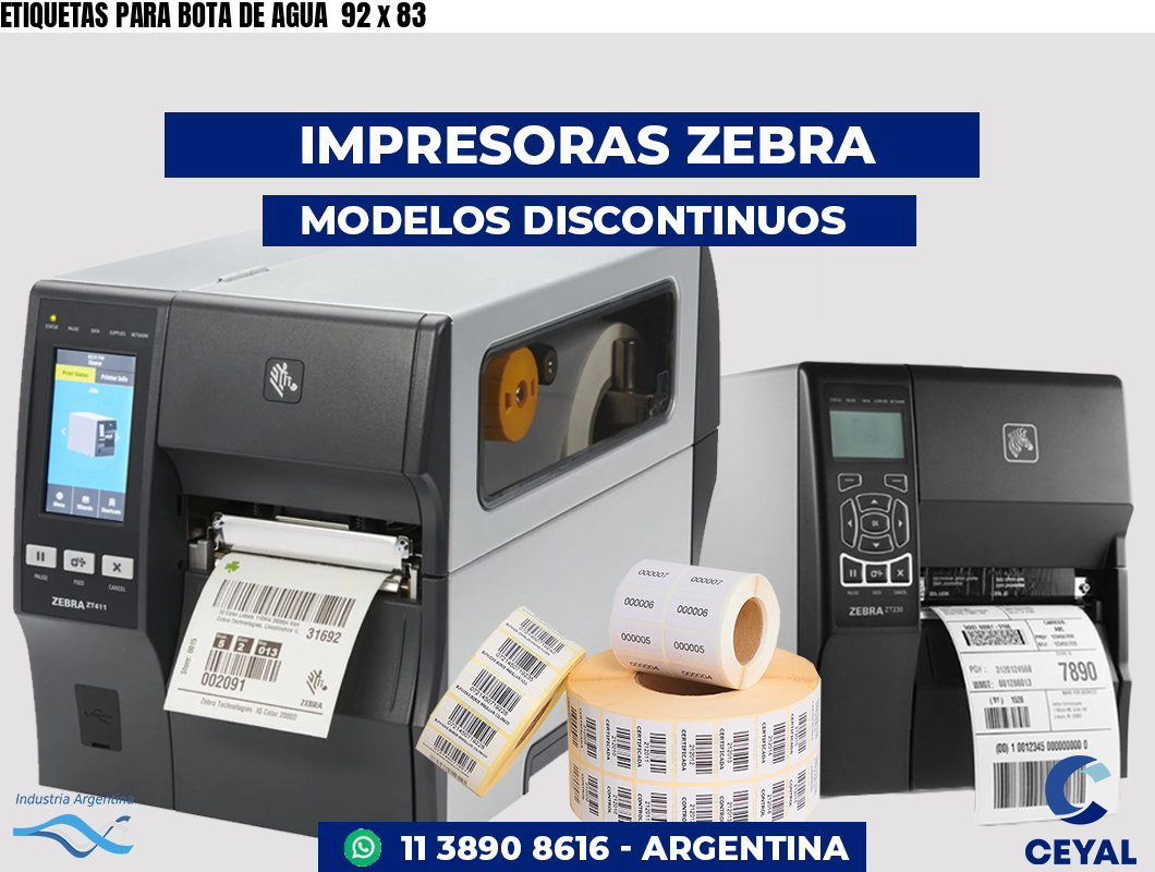 ETIQUETAS PARA BOTA DE AGUA  92 x 83