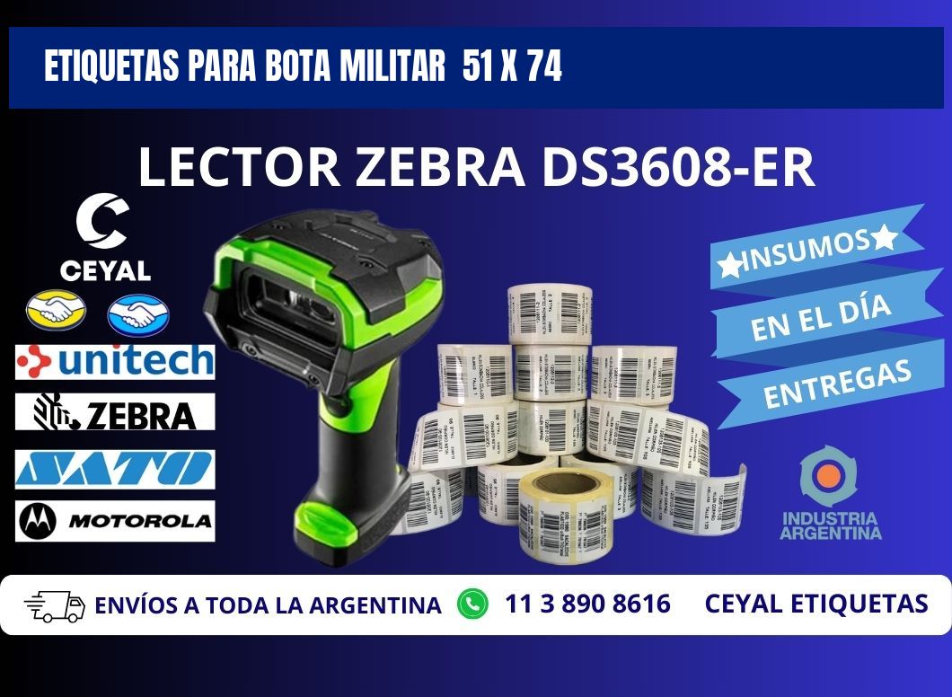 ETIQUETAS PARA BOTA MILITAR  51 x 74