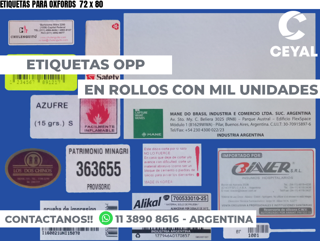 ETIQUETAS PARA OXFORDS  72 x 80