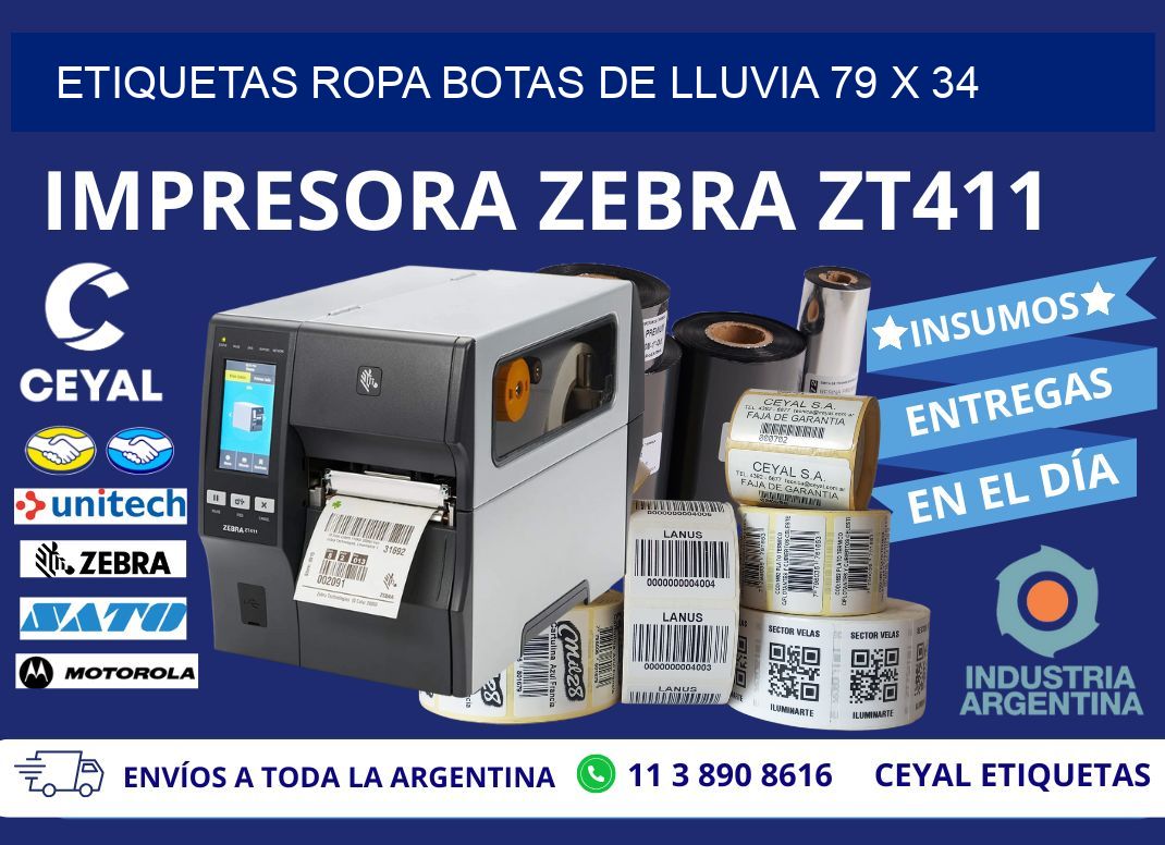 ETIQUETAS ROPA BOTAS DE LLUVIA 79 x 34