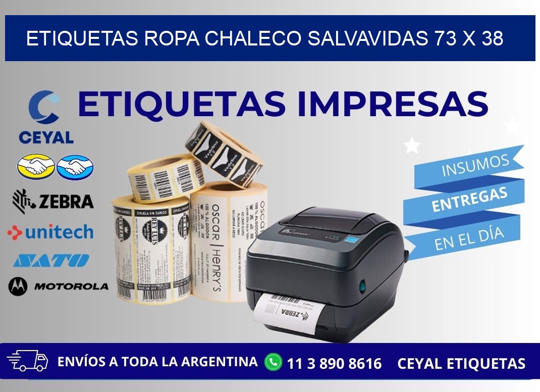 ETIQUETAS ROPA CHALECO SALVAVIDAS 73 x 38