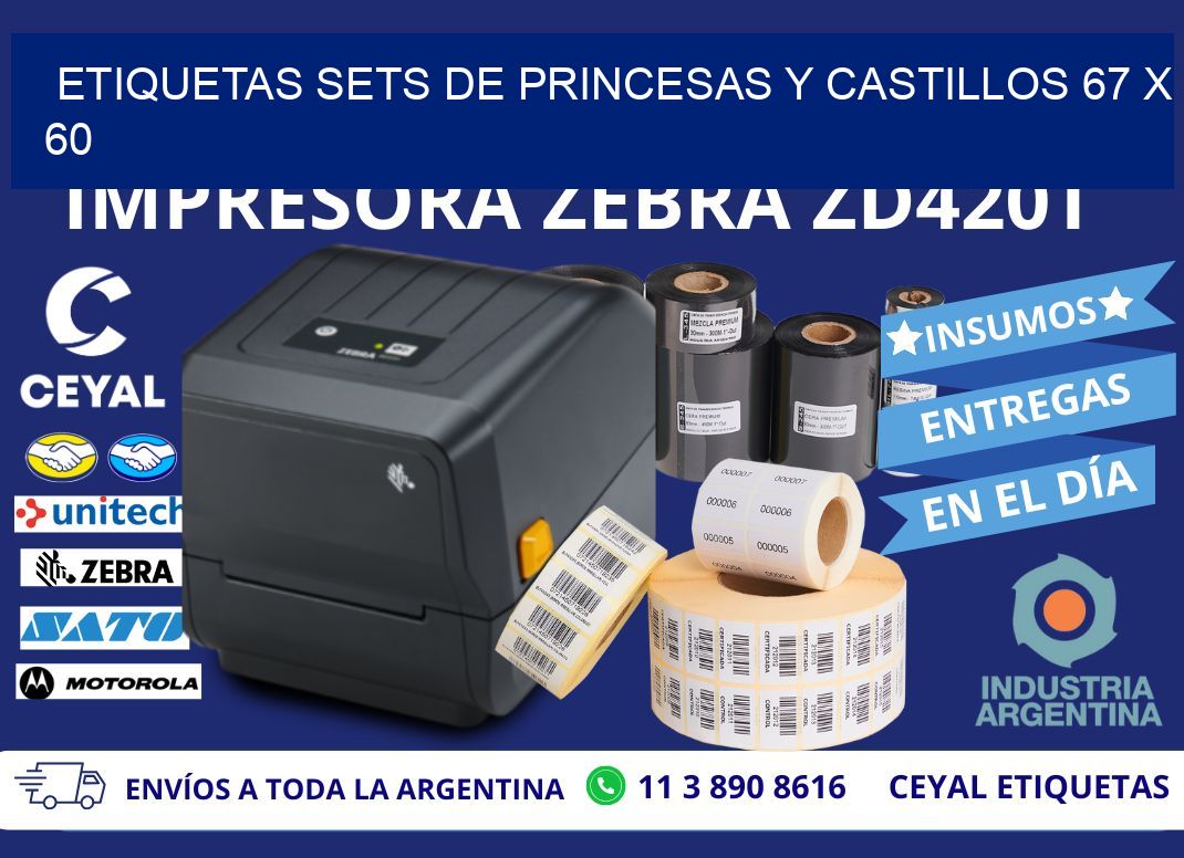 ETIQUETAS SETS DE PRINCESAS Y CASTILLOS 67 x 60
