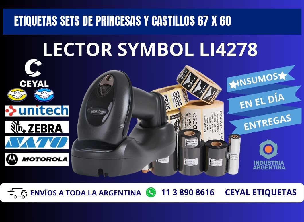 ETIQUETAS SETS DE PRINCESAS Y CASTILLOS 67 x 60