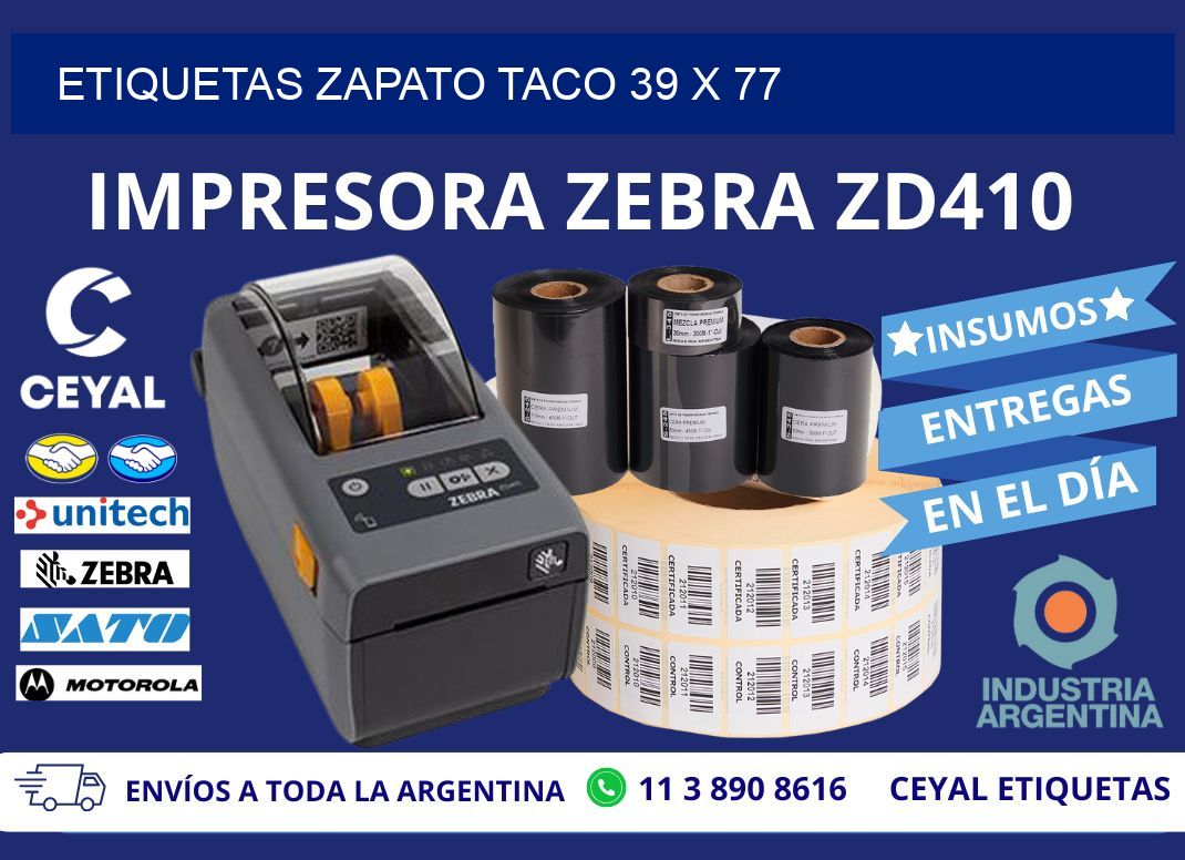 ETIQUETAS ZAPATO TACO 39 x 77