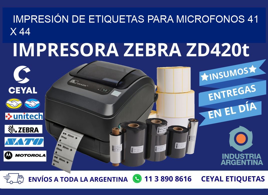 IMPRESIÓN DE ETIQUETAS PARA MICROFONOS 41 x 44
