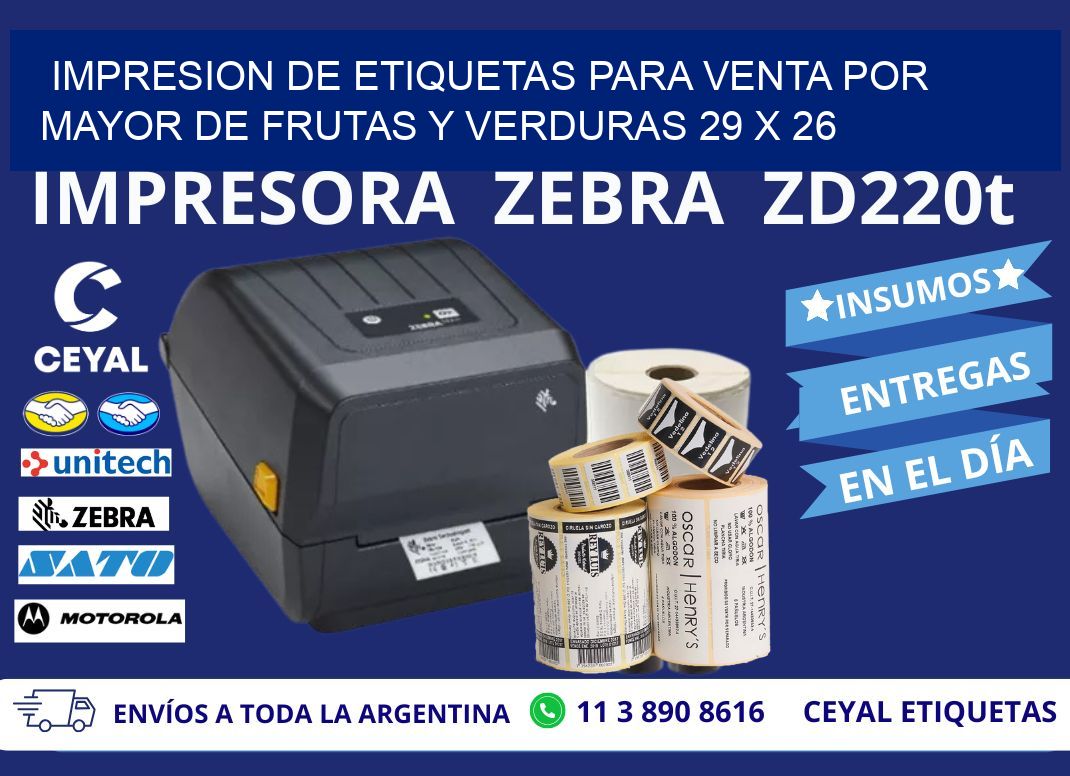 IMPRESION DE ETIQUETAS PARA VENTA POR MAYOR DE FRUTAS Y VERDURAS 29 x 26