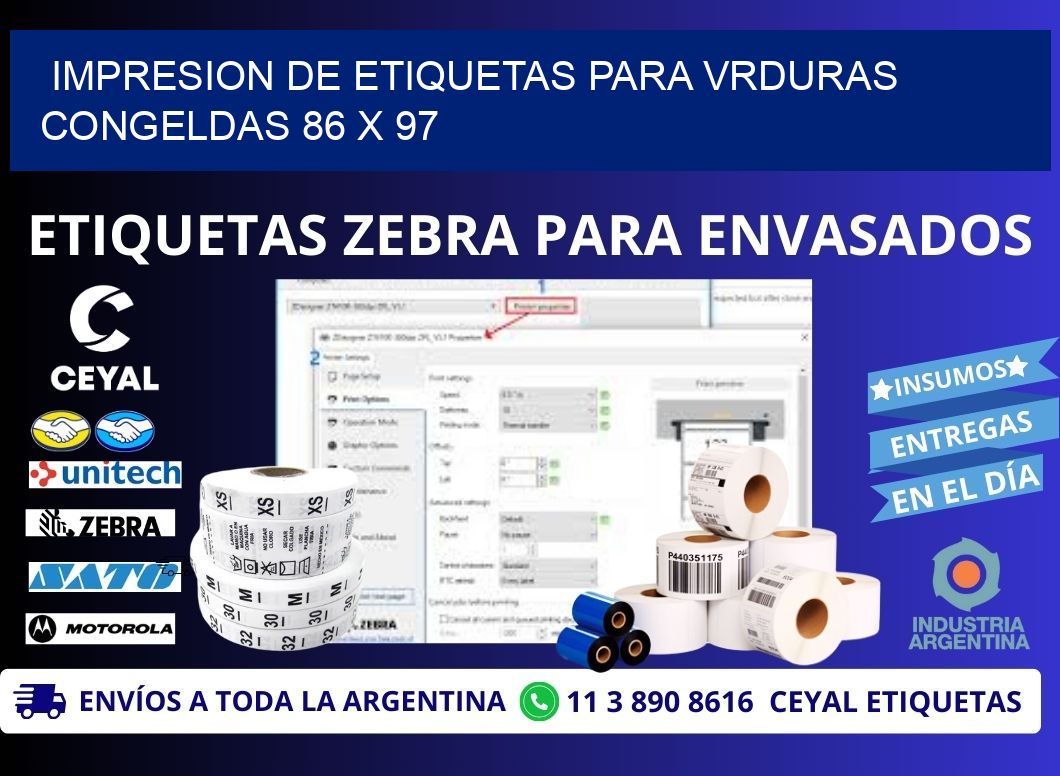 IMPRESION DE ETIQUETAS PARA VRDURAS CONGELDAS 86 x 97