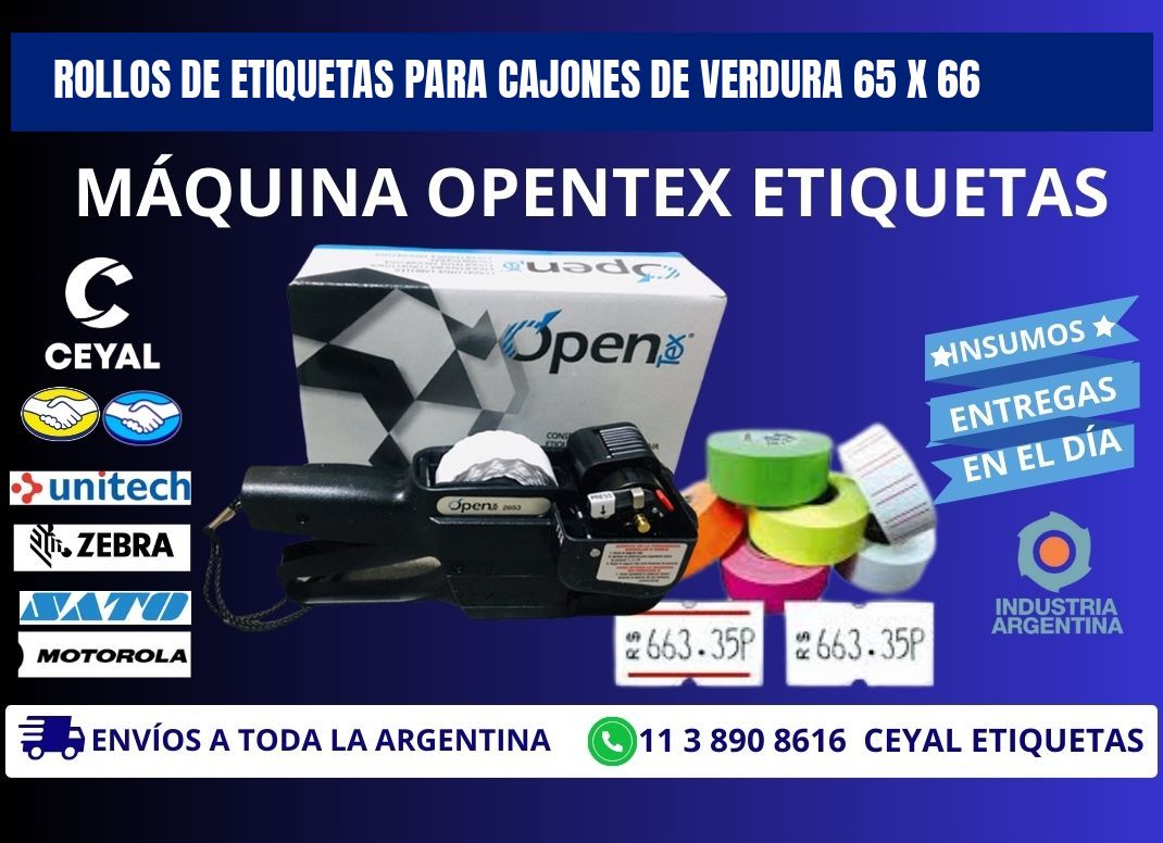 ROLLOS DE ETIQUETAS PARA CAJONES DE VERDURA 65 x 66