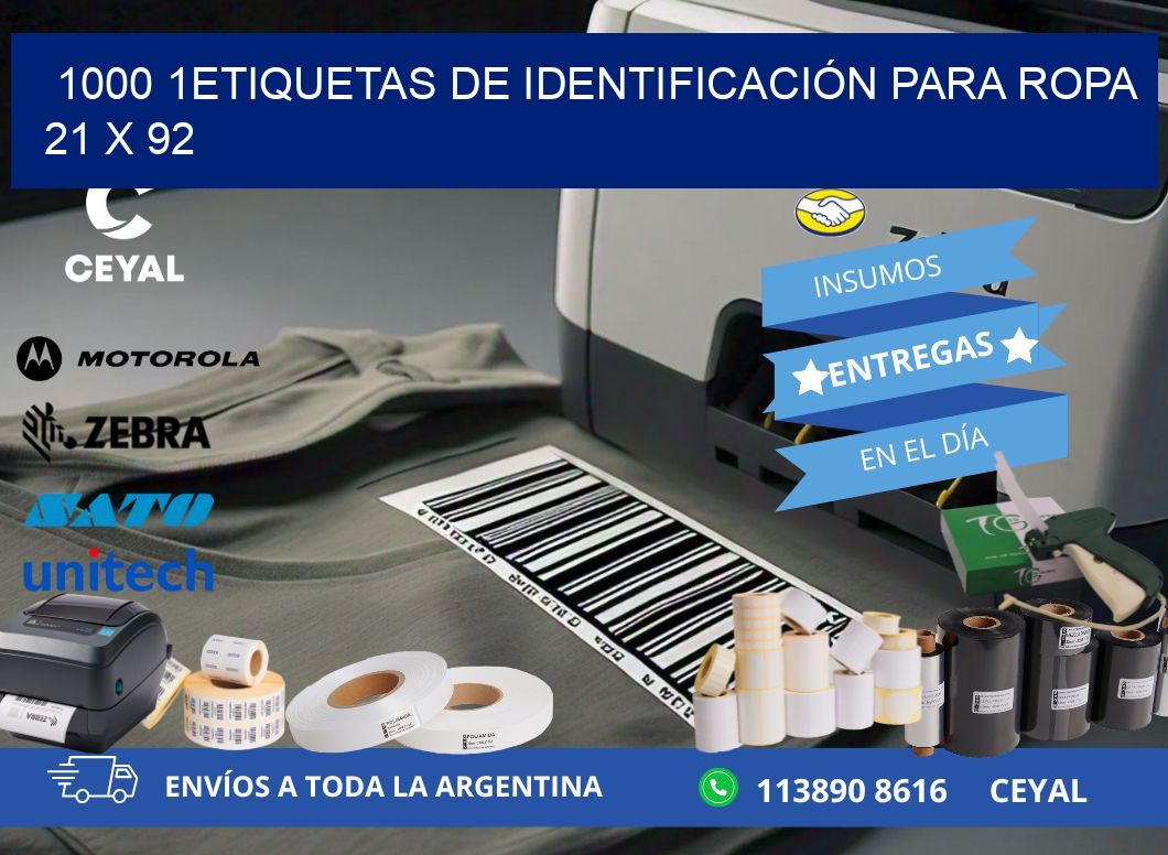 1000 1ETIQUETAS DE IDENTIFICACIÓN PARA ROPA 21 x 92