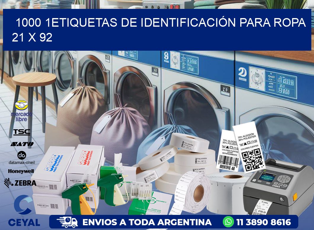 1000 1ETIQUETAS DE IDENTIFICACIÓN PARA ROPA 21 x 92