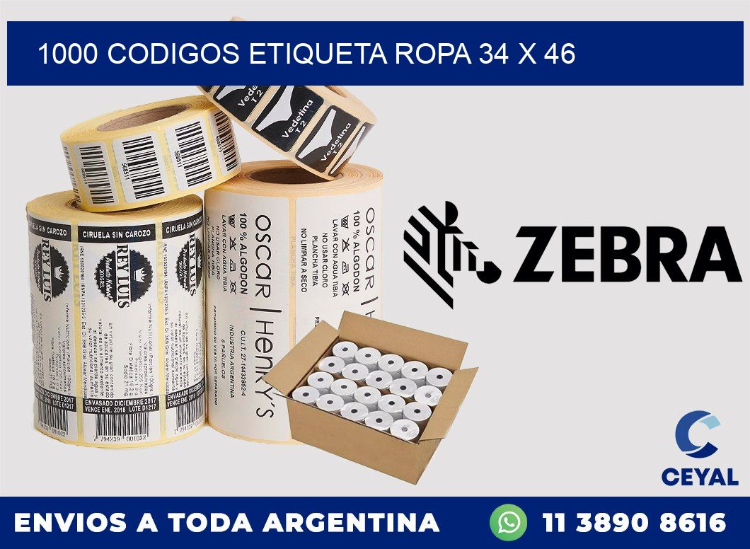 1000 CODIGOS ETIQUETA ROPA 34 x 46