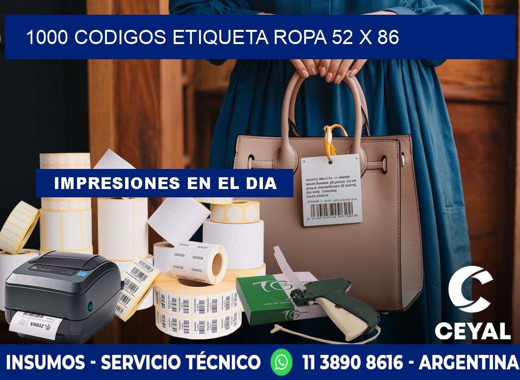 1000 CODIGOS ETIQUETA ROPA 52 x 86