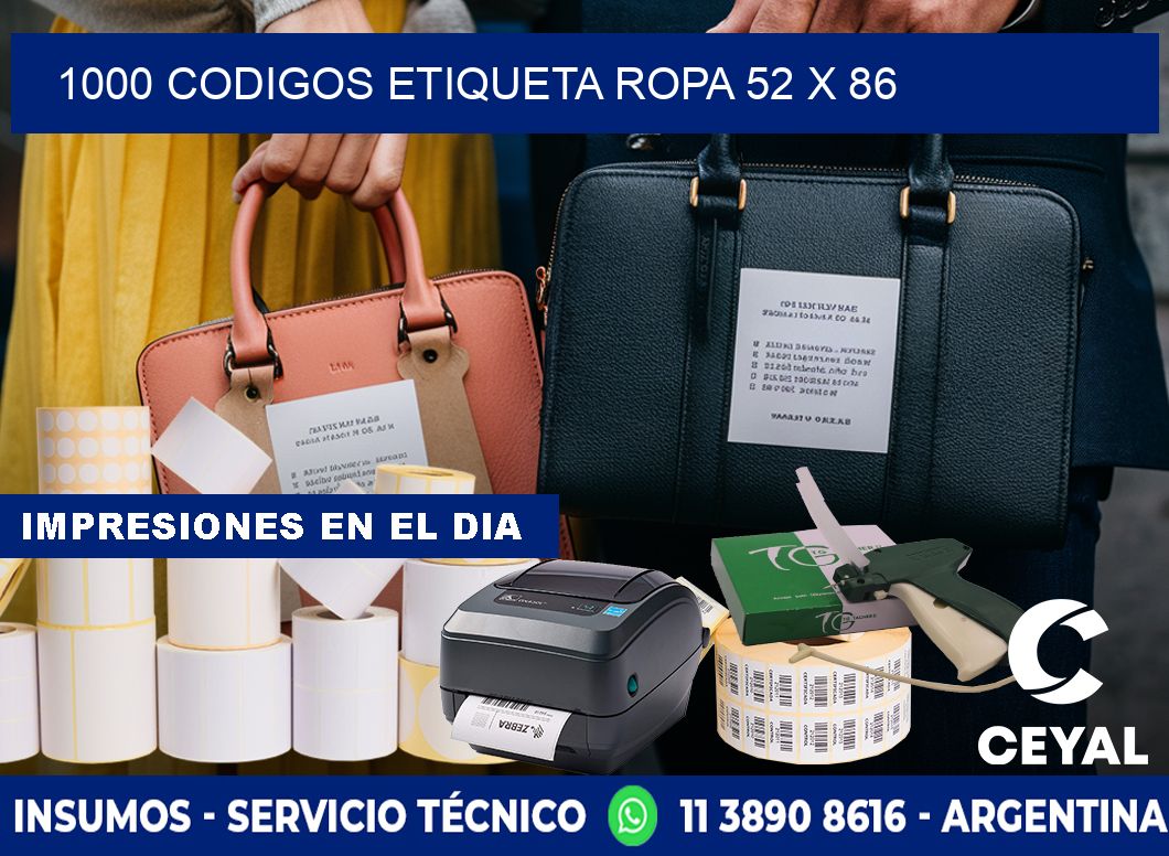 1000 CODIGOS ETIQUETA ROPA 52 x 86