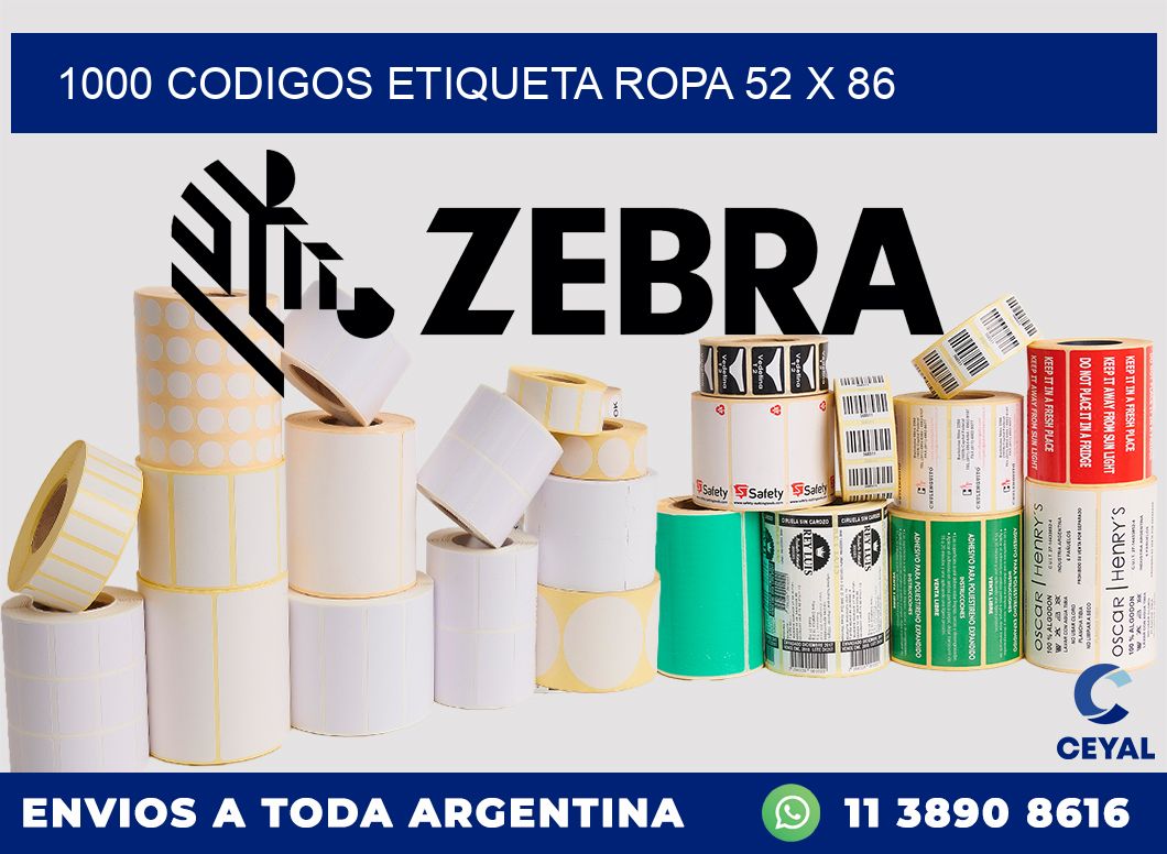 1000 CODIGOS ETIQUETA ROPA 52 x 86