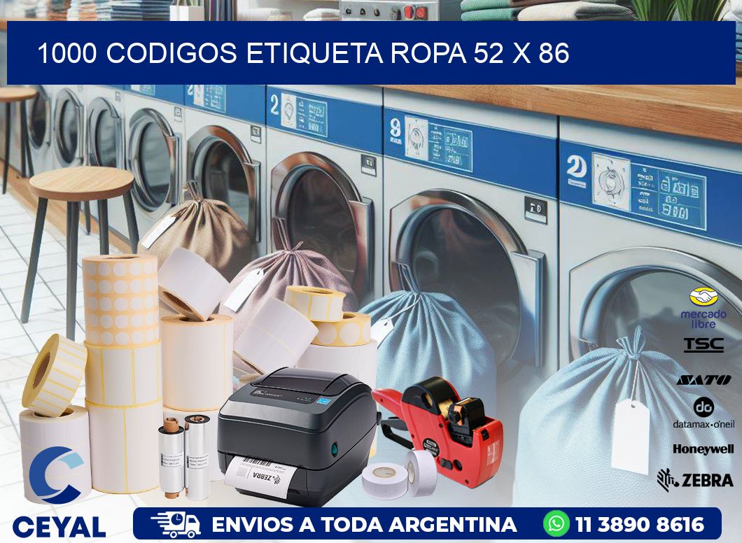 1000 CODIGOS ETIQUETA ROPA 52 x 86