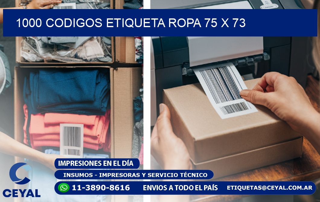1000 CODIGOS ETIQUETA ROPA 75 x 73